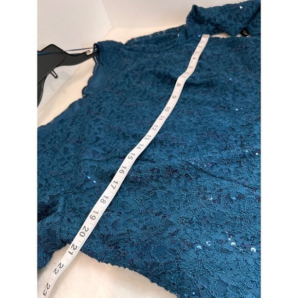 New Alex Evenings Women's Plus Size 16W Stretch Lace Bodice Mock One Piece Gown - Picture 4 of 11